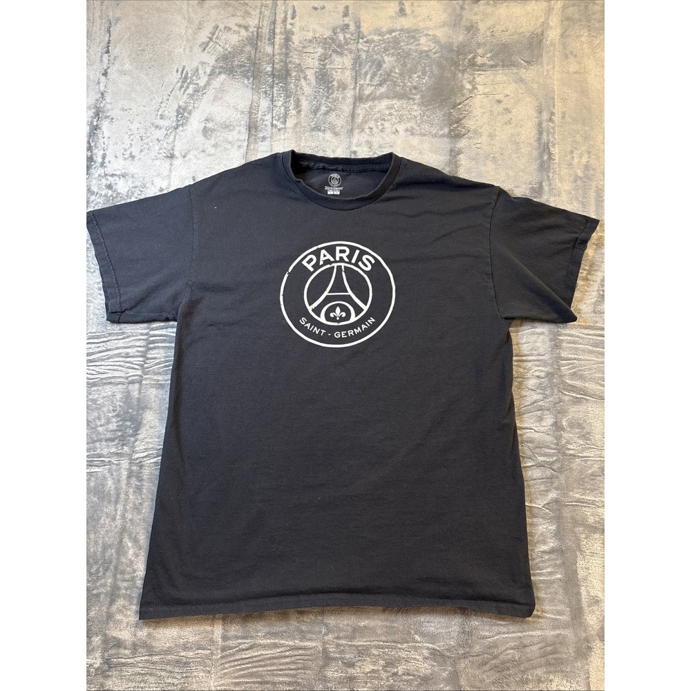 Paris Saint-Germain PSG FC Official Black Tonal Logo Large Soccer T-Shirt